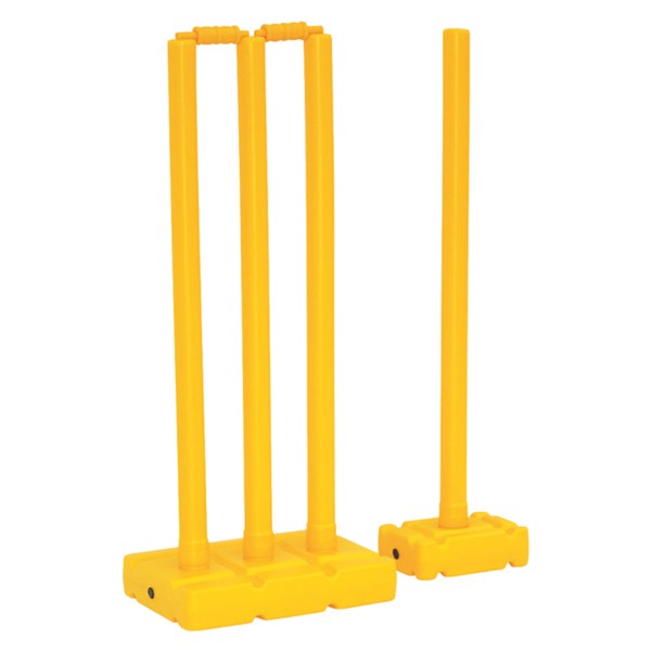 Black and Yellow US Large Solid Plastic Cricket Stump Wicket Set 